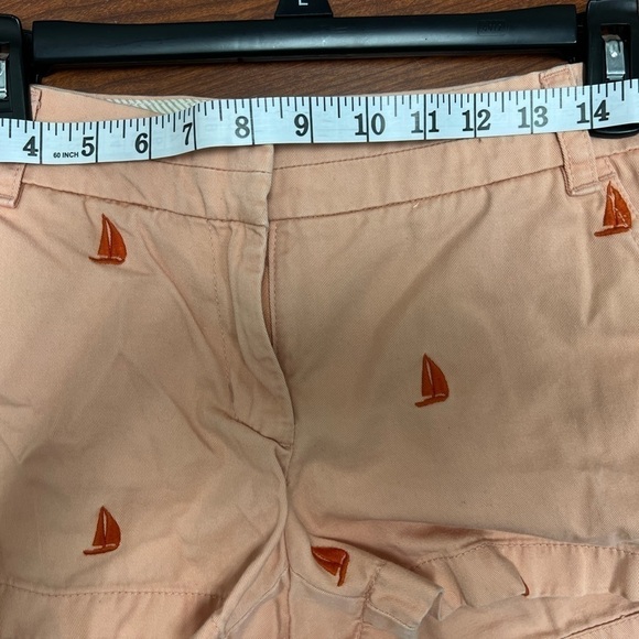 J Crew Shorts Size 4 Broken-In Chino Peach Sail Boat Embroidery  100% Cotton - Picture 8 of 12